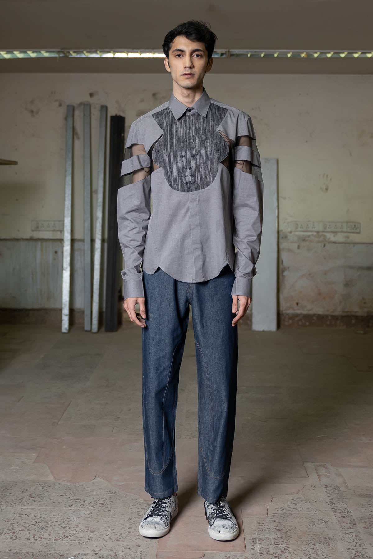 Blue Cotton Denim Pants