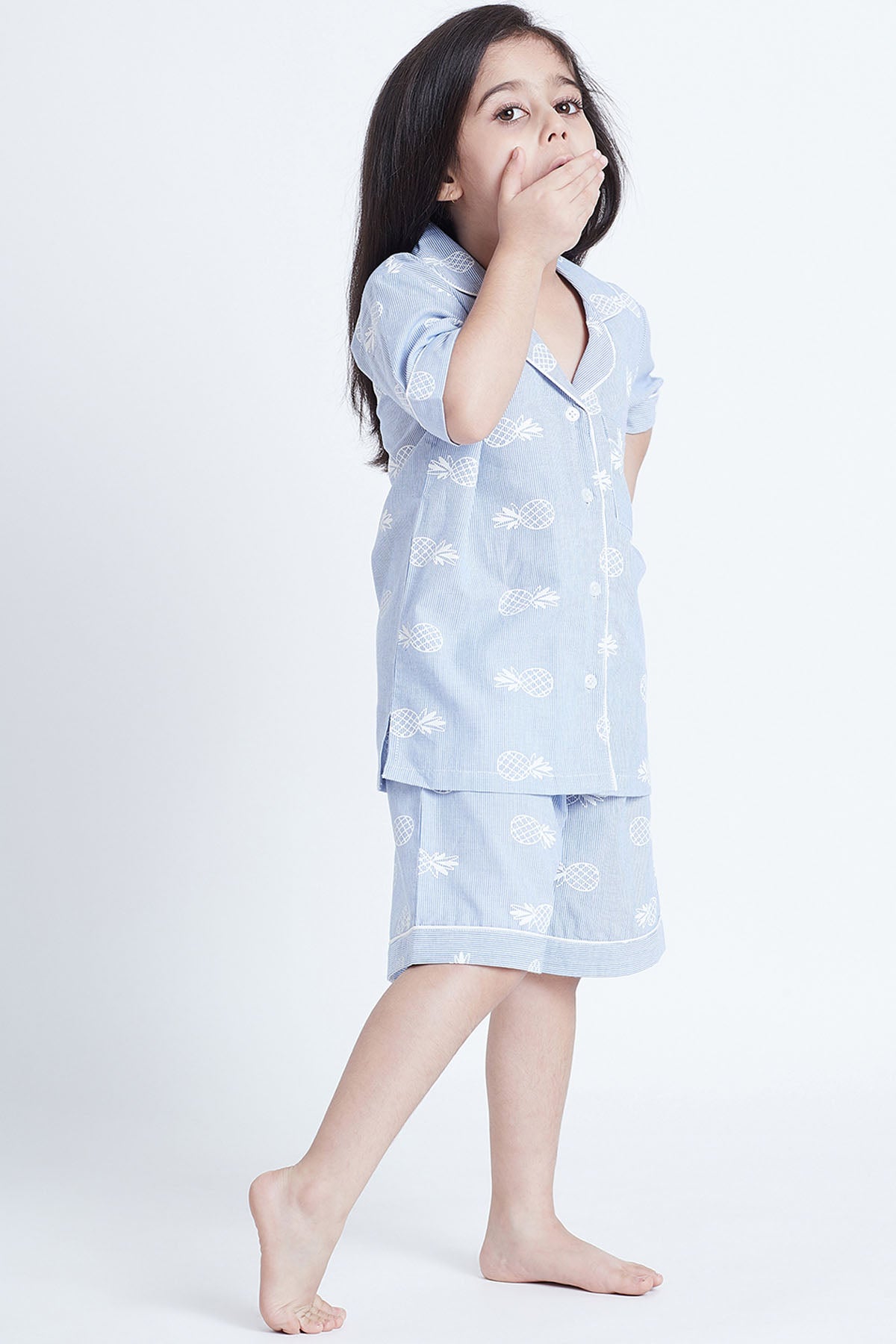 Blue Cotton Print Sleepwear