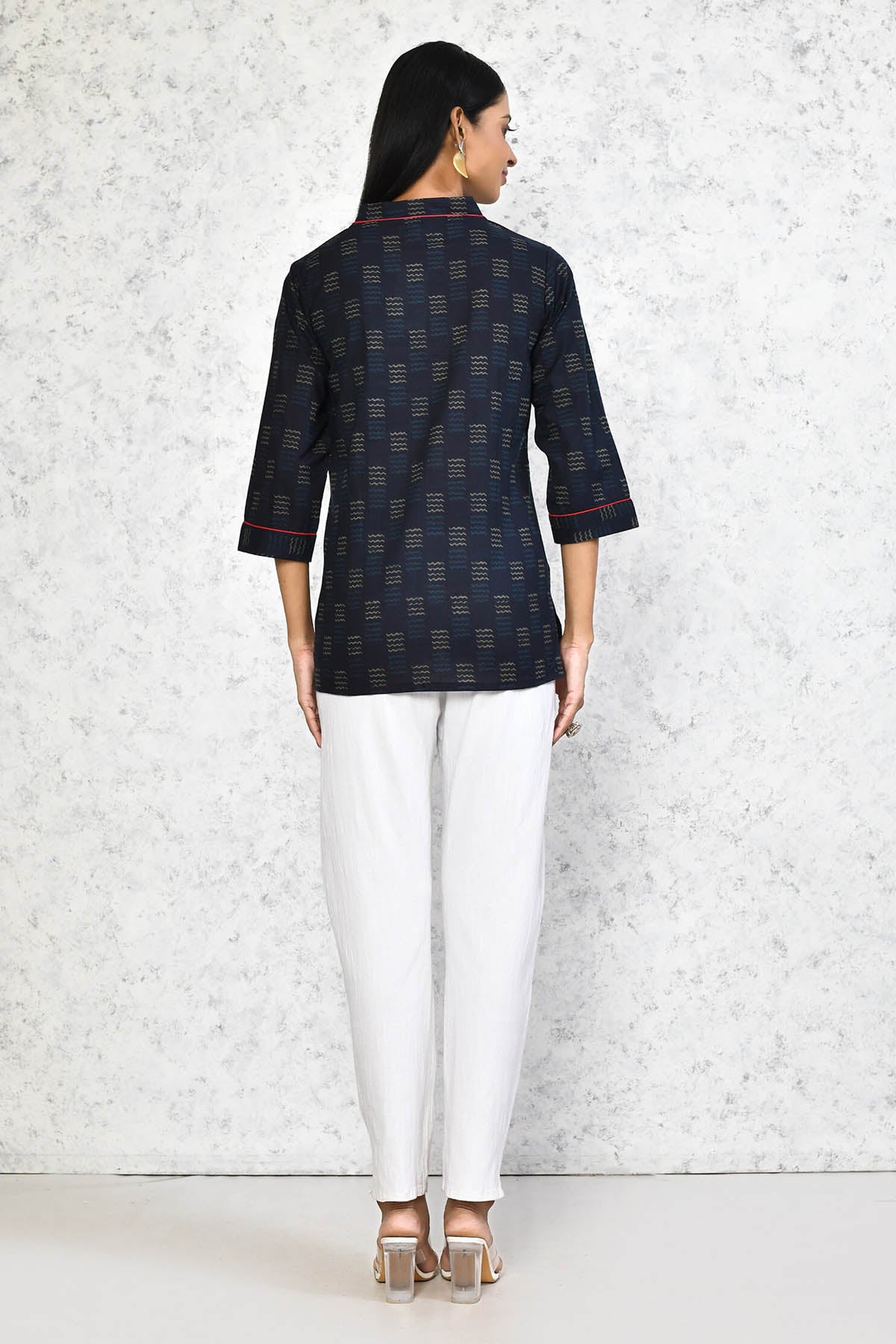 Blue Cotton Printed Top