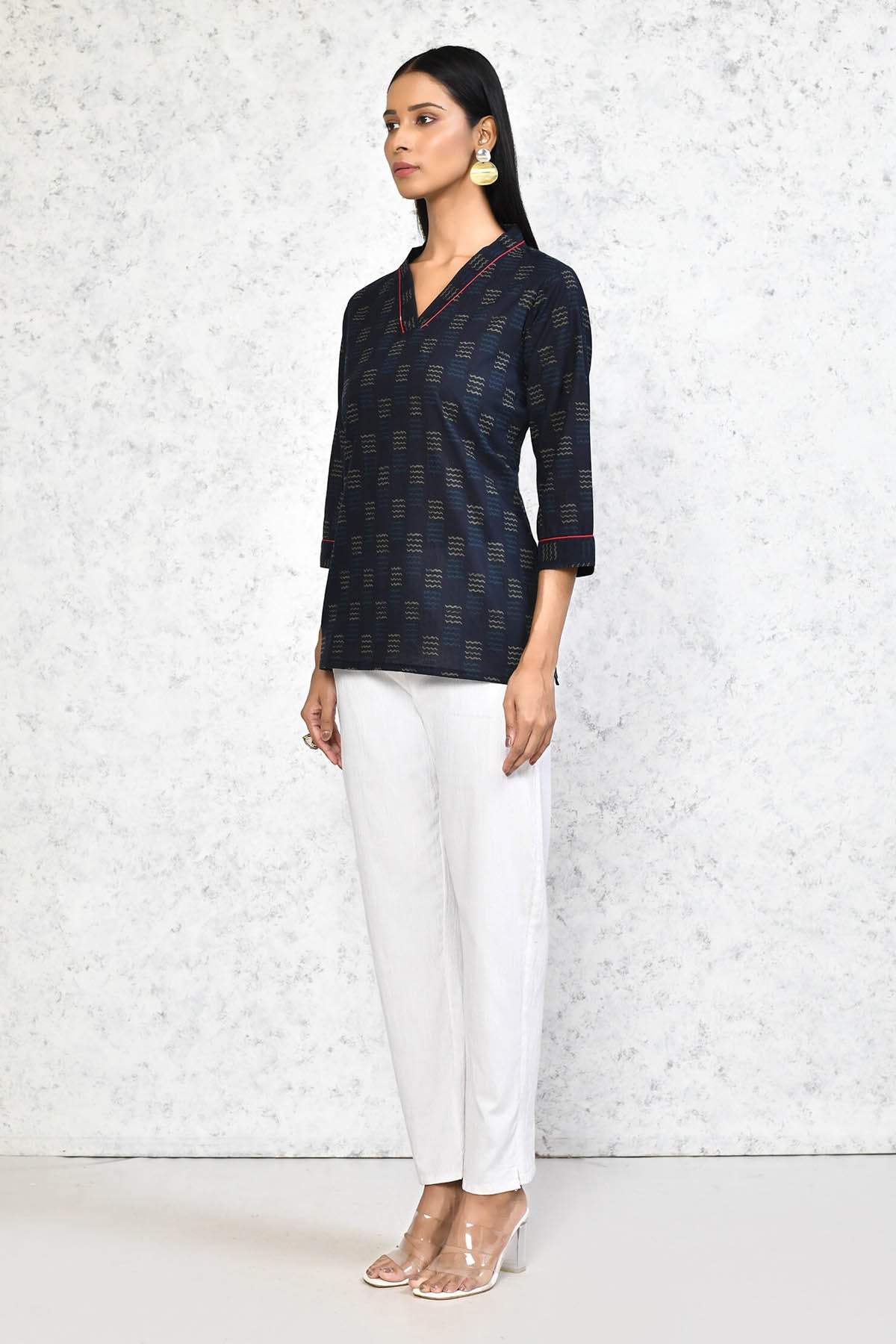 Blue Cotton Printed Top