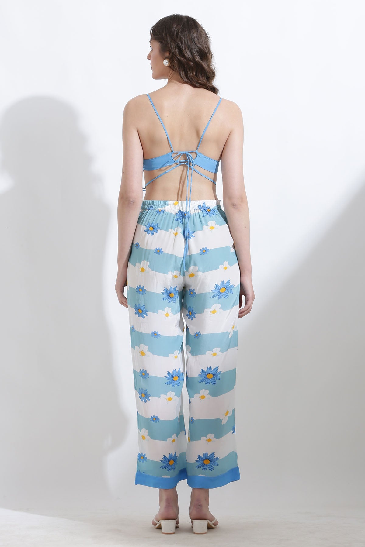 Blue Crepe Floral Motif Bralette