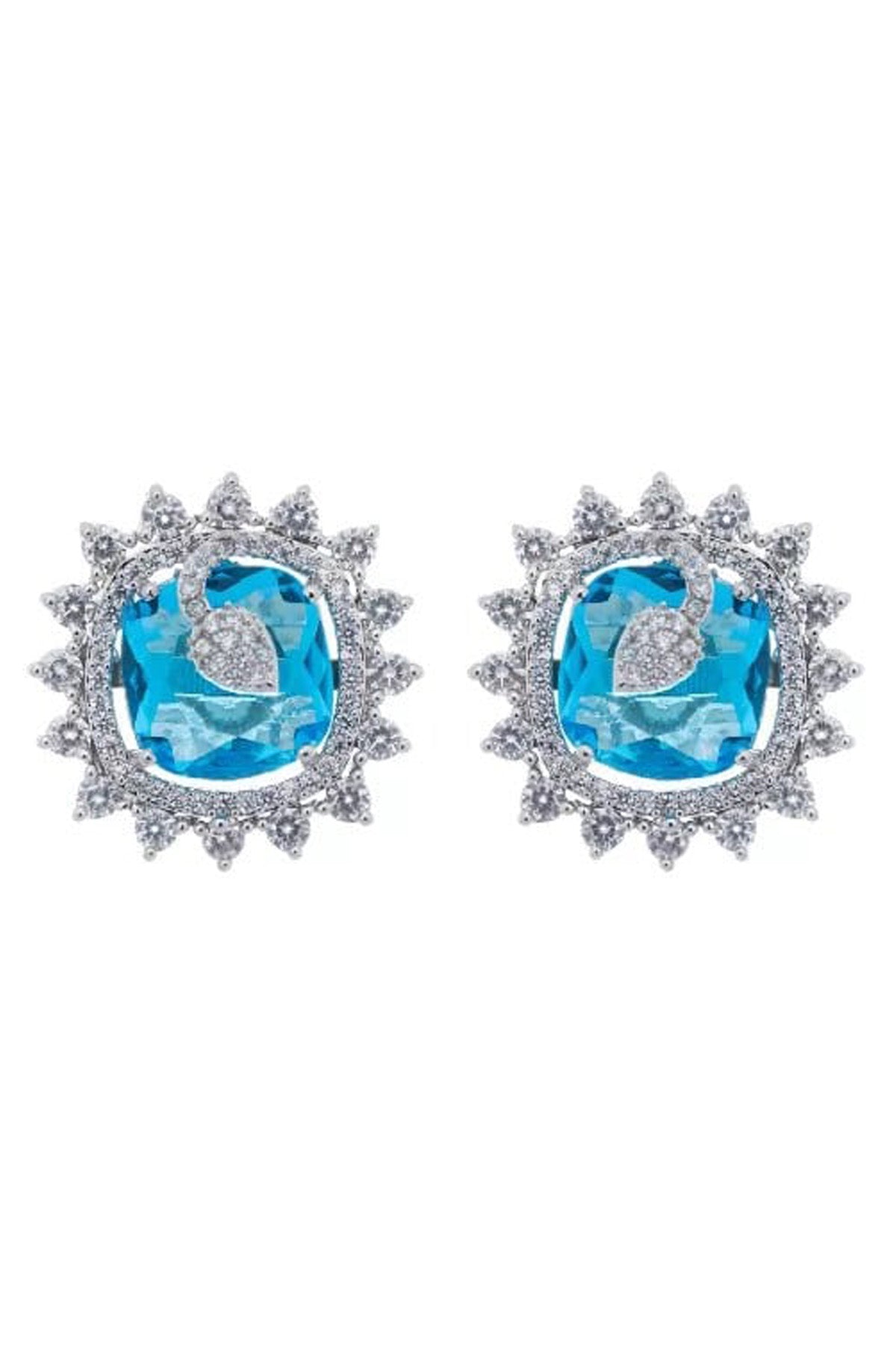 Blue Crystal Stud Earrings