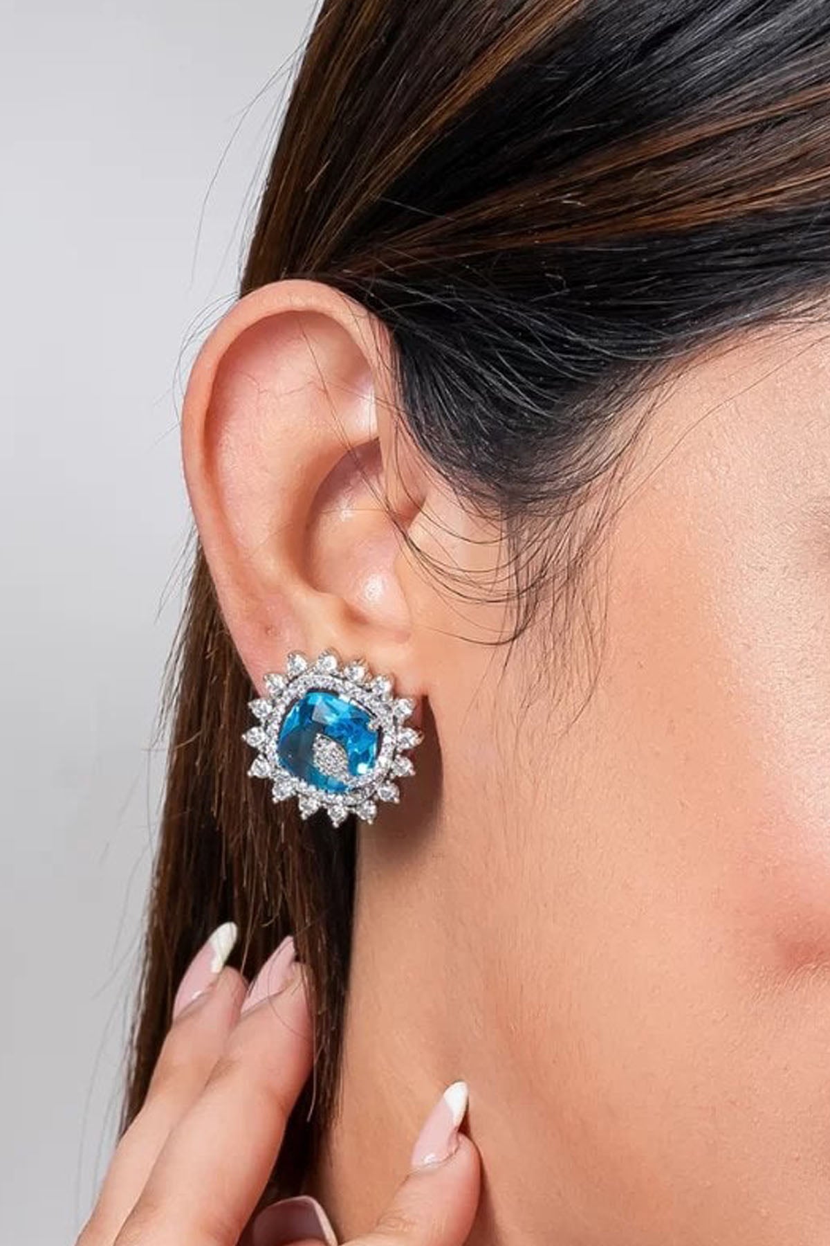 Blue Crystal Stud Earrings