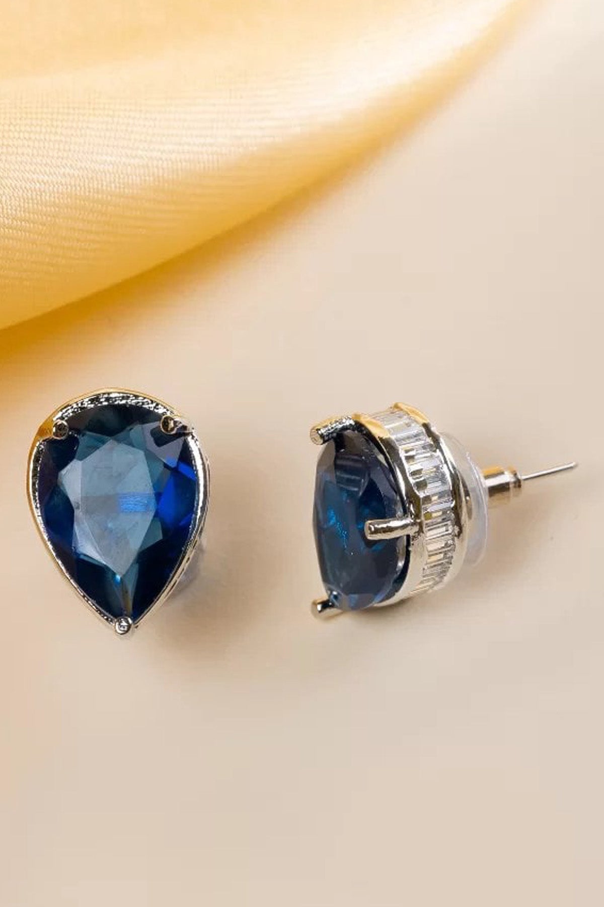 Blue Diamond Leaf Shape Studs