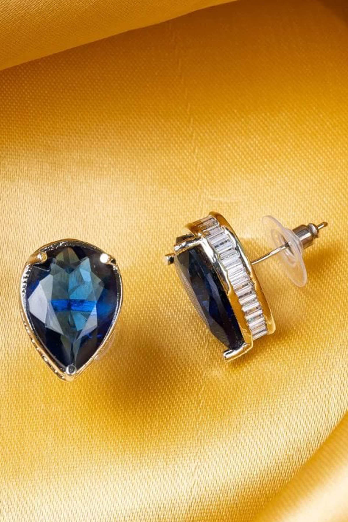 Blue Diamond Leaf Shape Studs