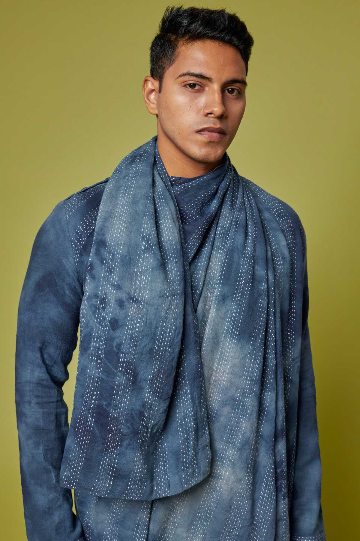 Blue Drape Cowl Kurta Set