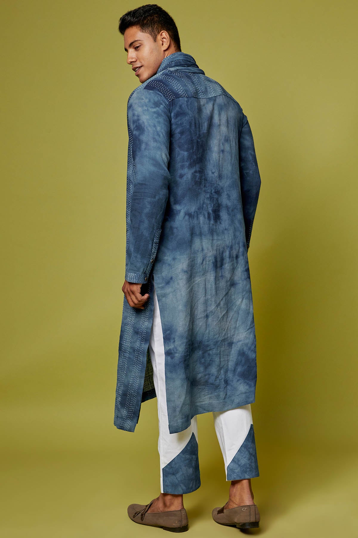 Blue Drape Cowl Kurta Set