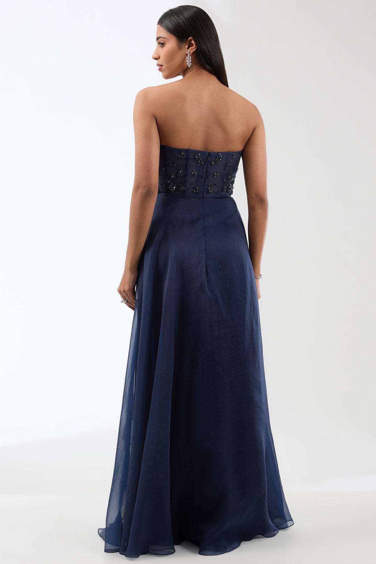Blue Embroidered Corset Gown