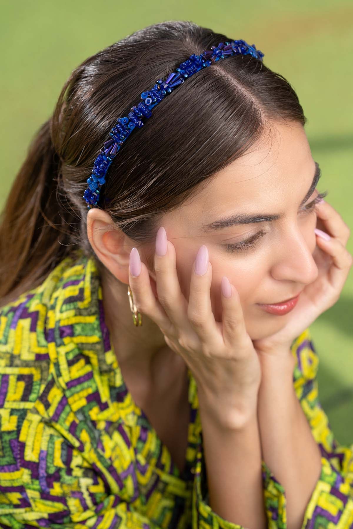 Blue Embroidered Headband