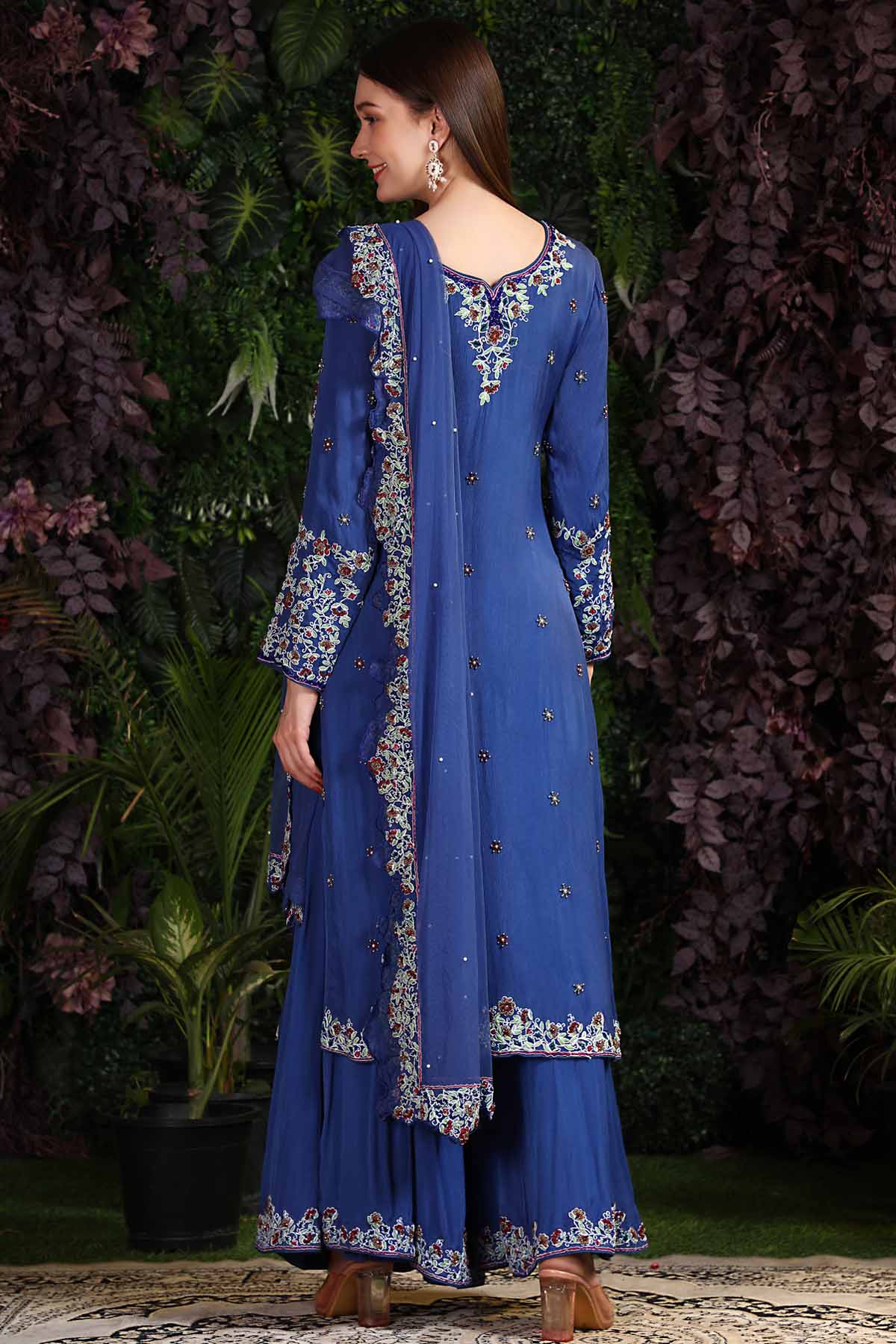 Blue Embroidered Palazzo Set