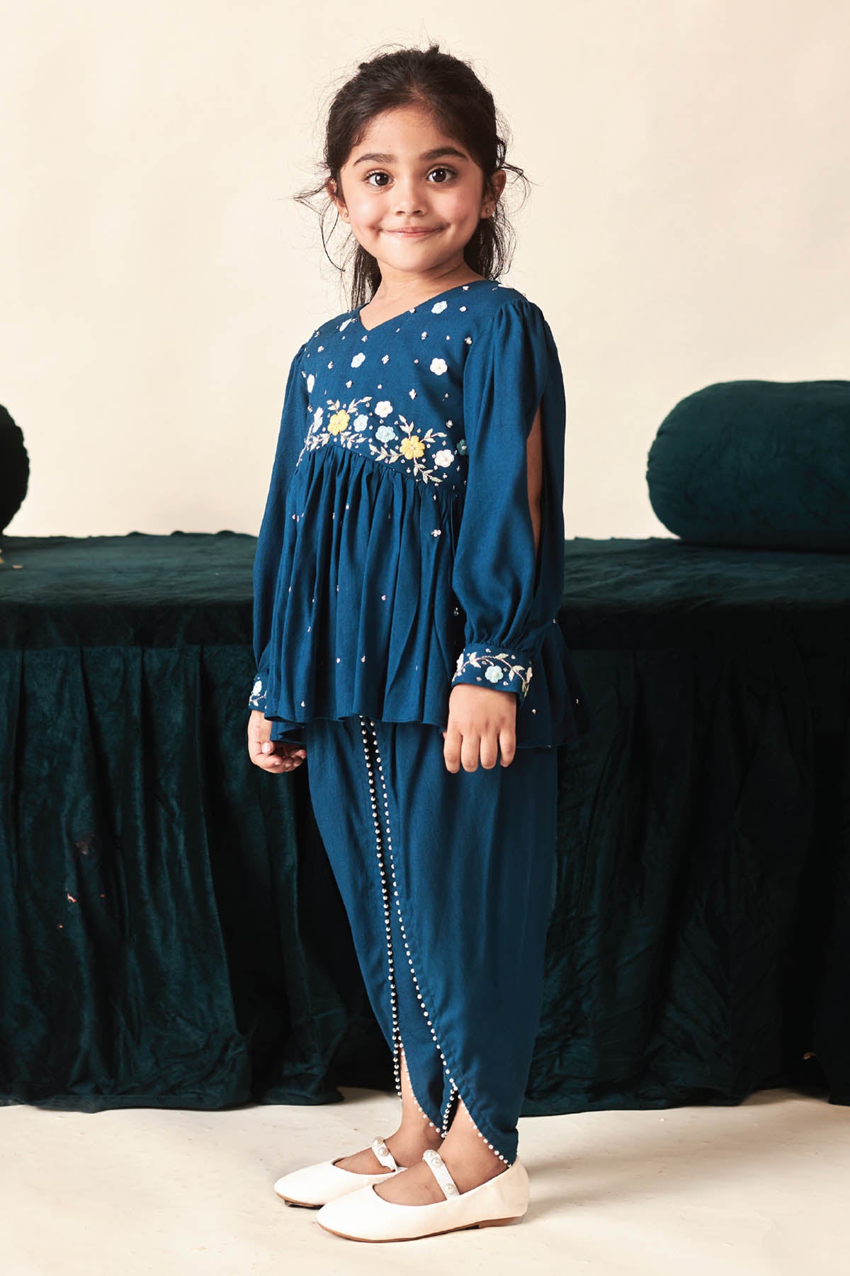 Blue Embroidered Kurta & Dhoti