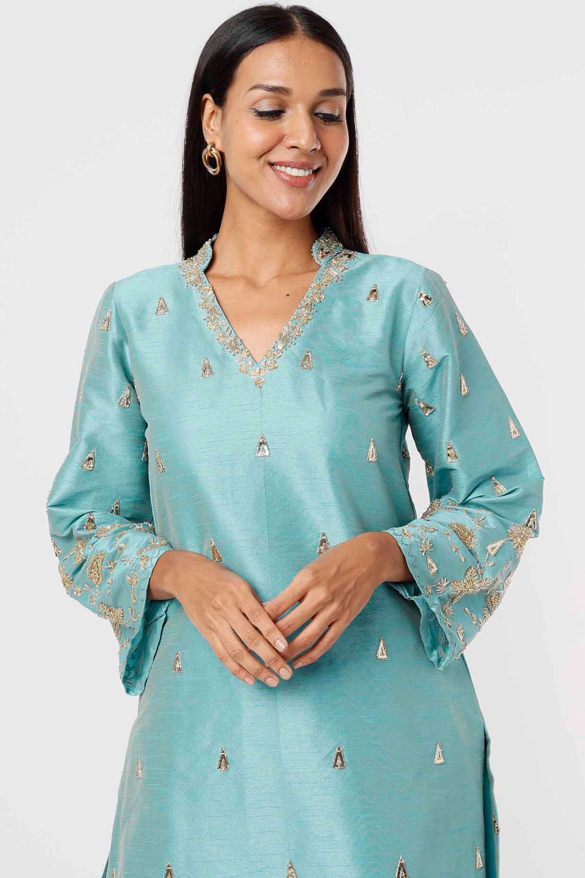 Sky Blue Embroidered Kurta Set