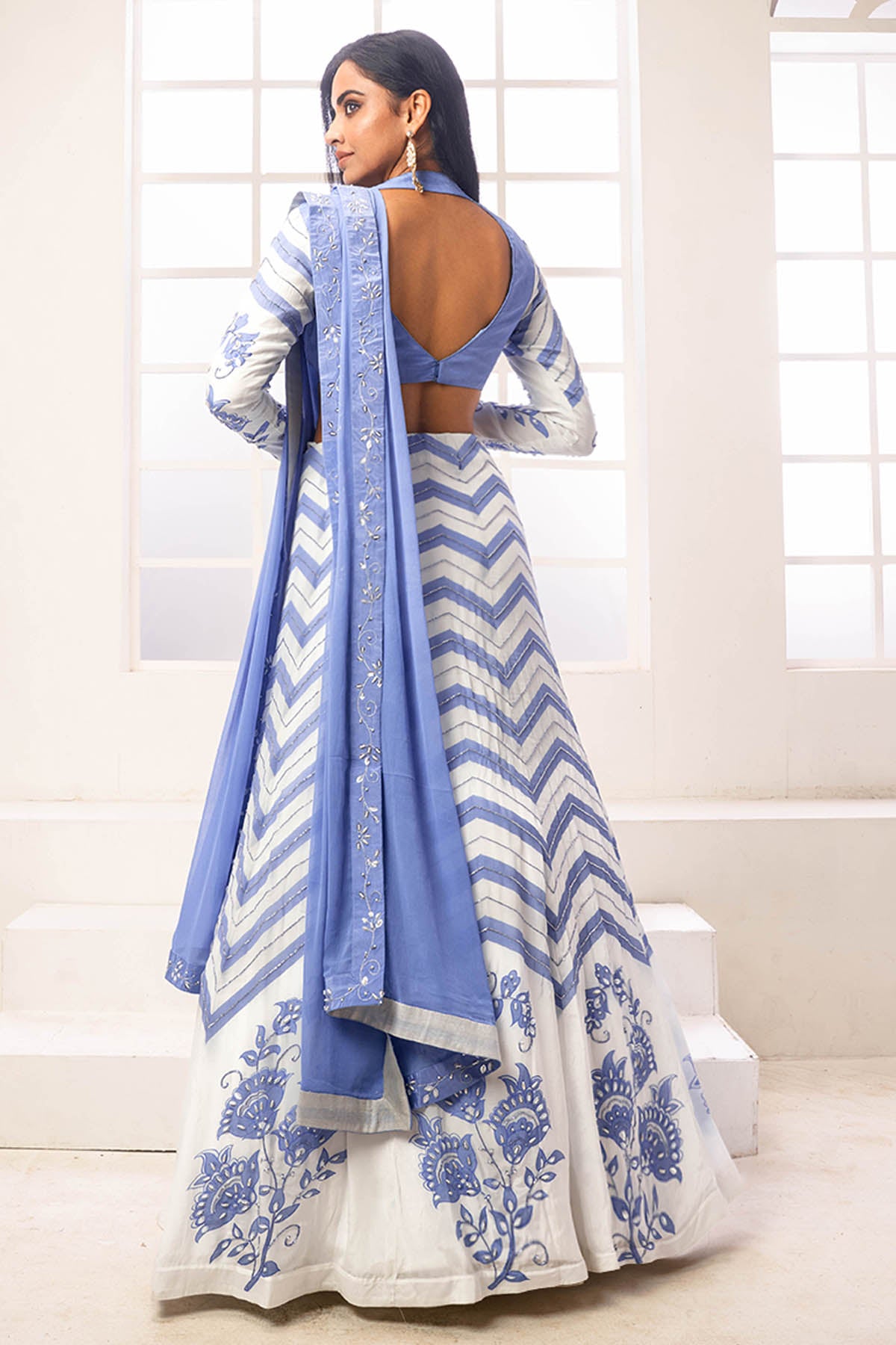 Blue Zig Zag Lehenga Set