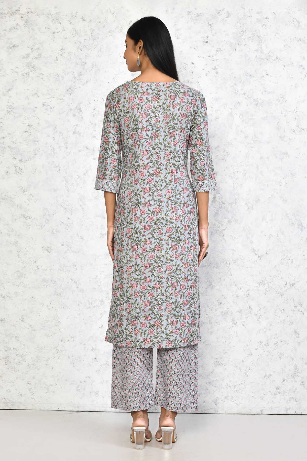 Blue Floral Kurta & Palazzo Set