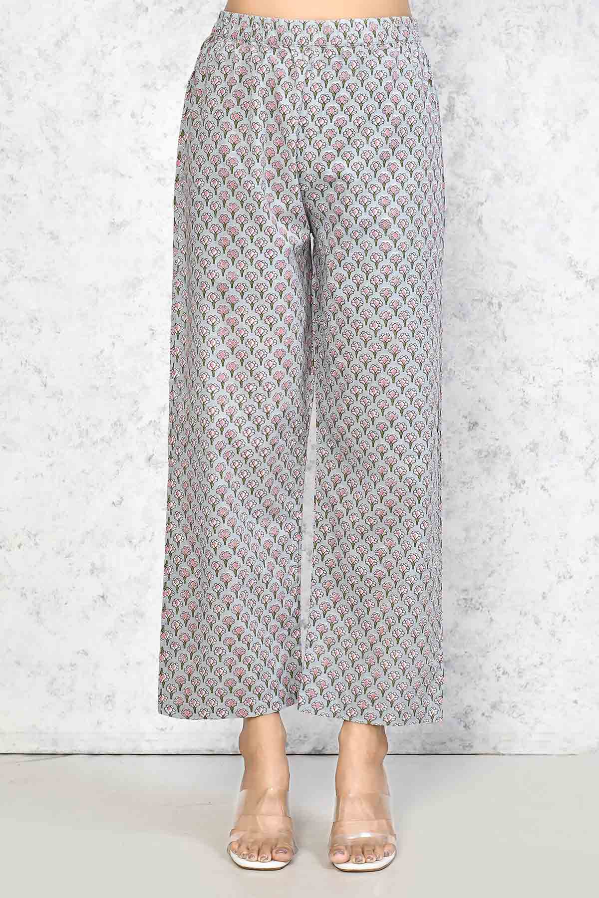 Blue Floral Kurta & Palazzo Set