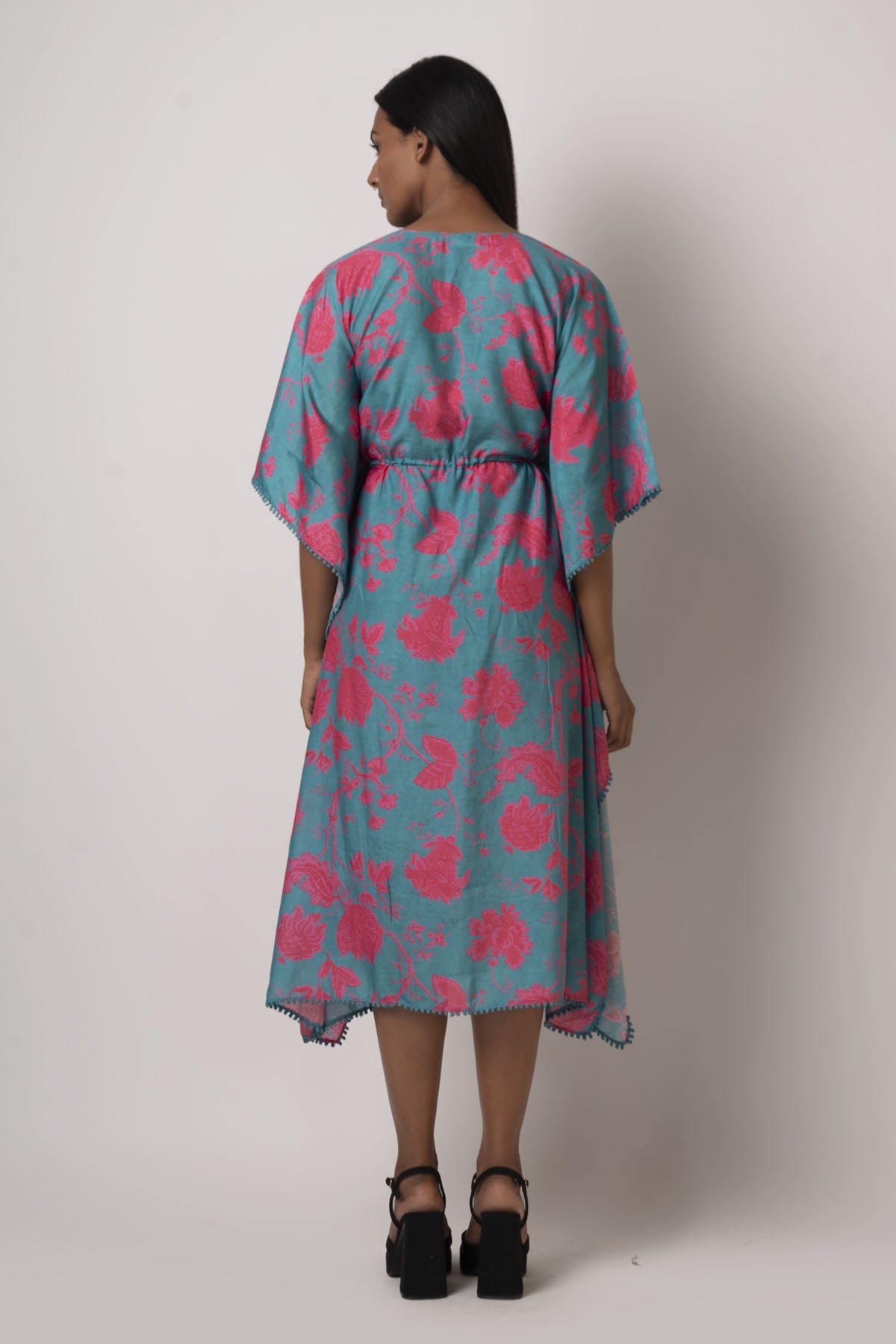 Blue Floral Muslin Kaftan