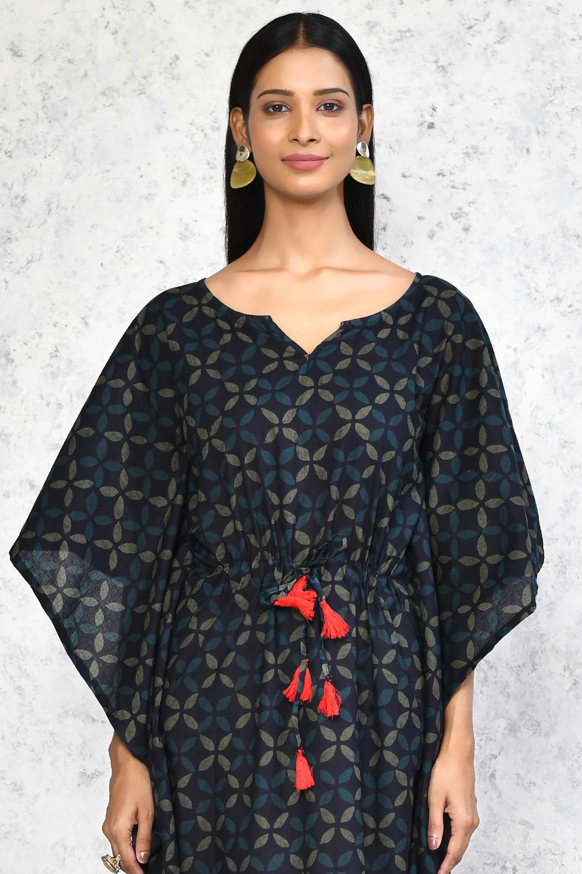 Blue Floral Print Kaftan