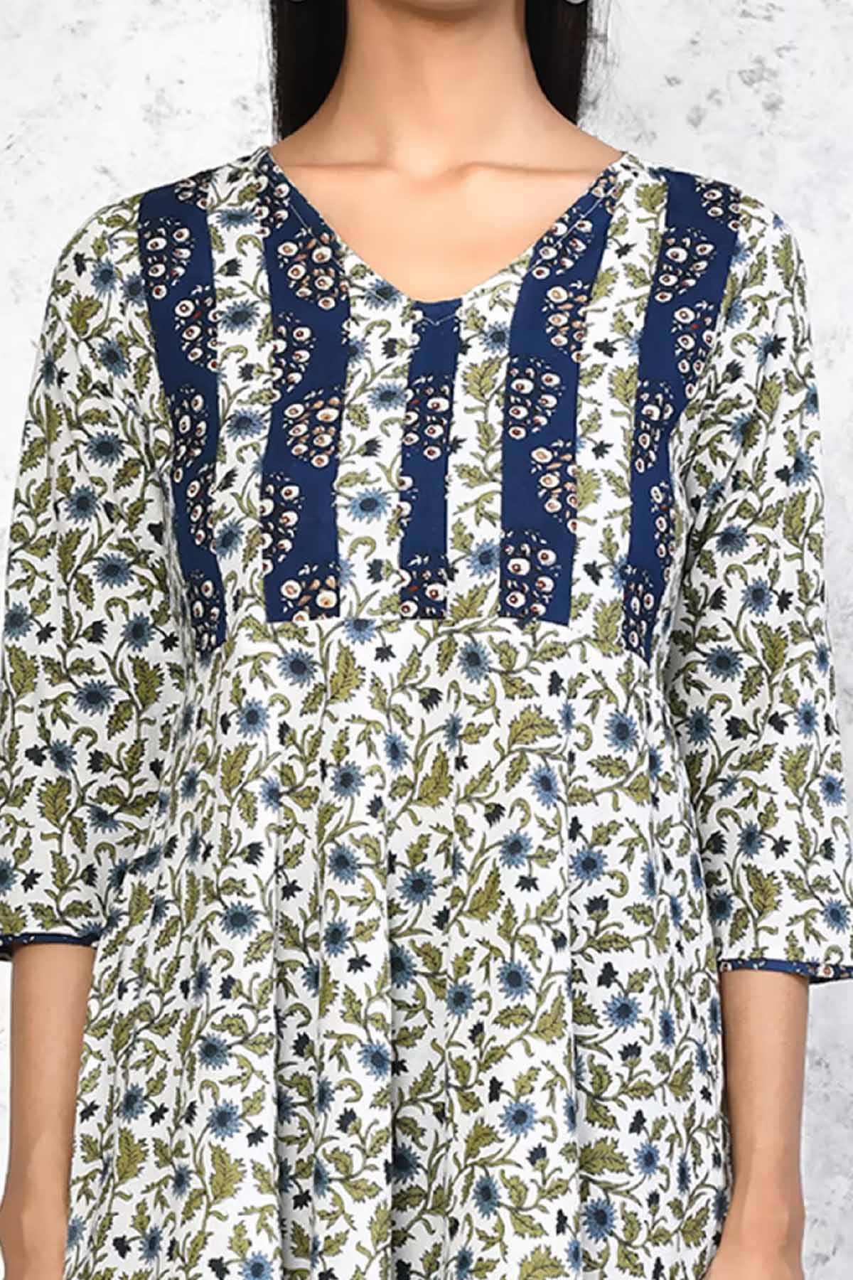 Blue Floral Printed Kurta Set