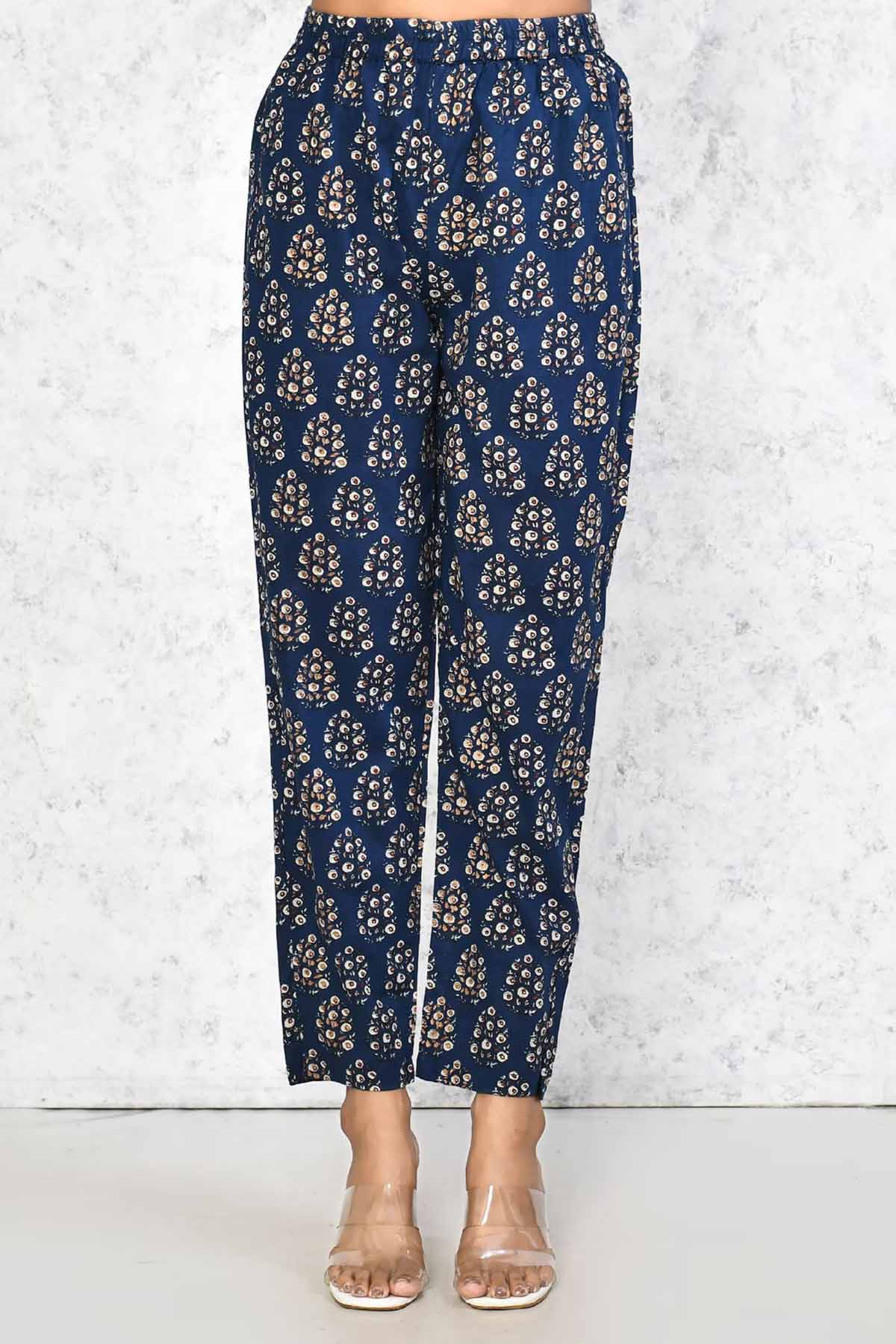 Blue Floral Printed Kurta Set