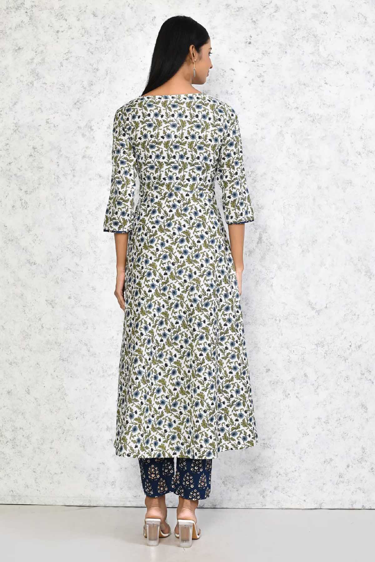 Blue Floral Printed Kurta Set