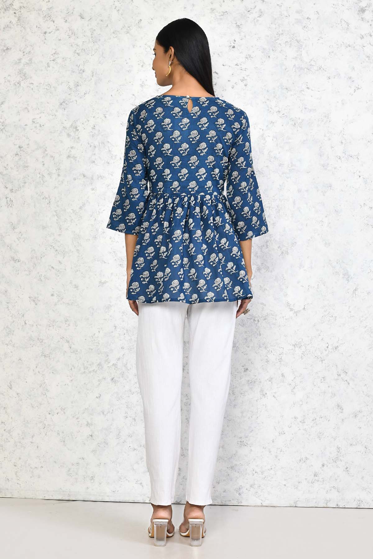 Blue Flowery Cotton Top