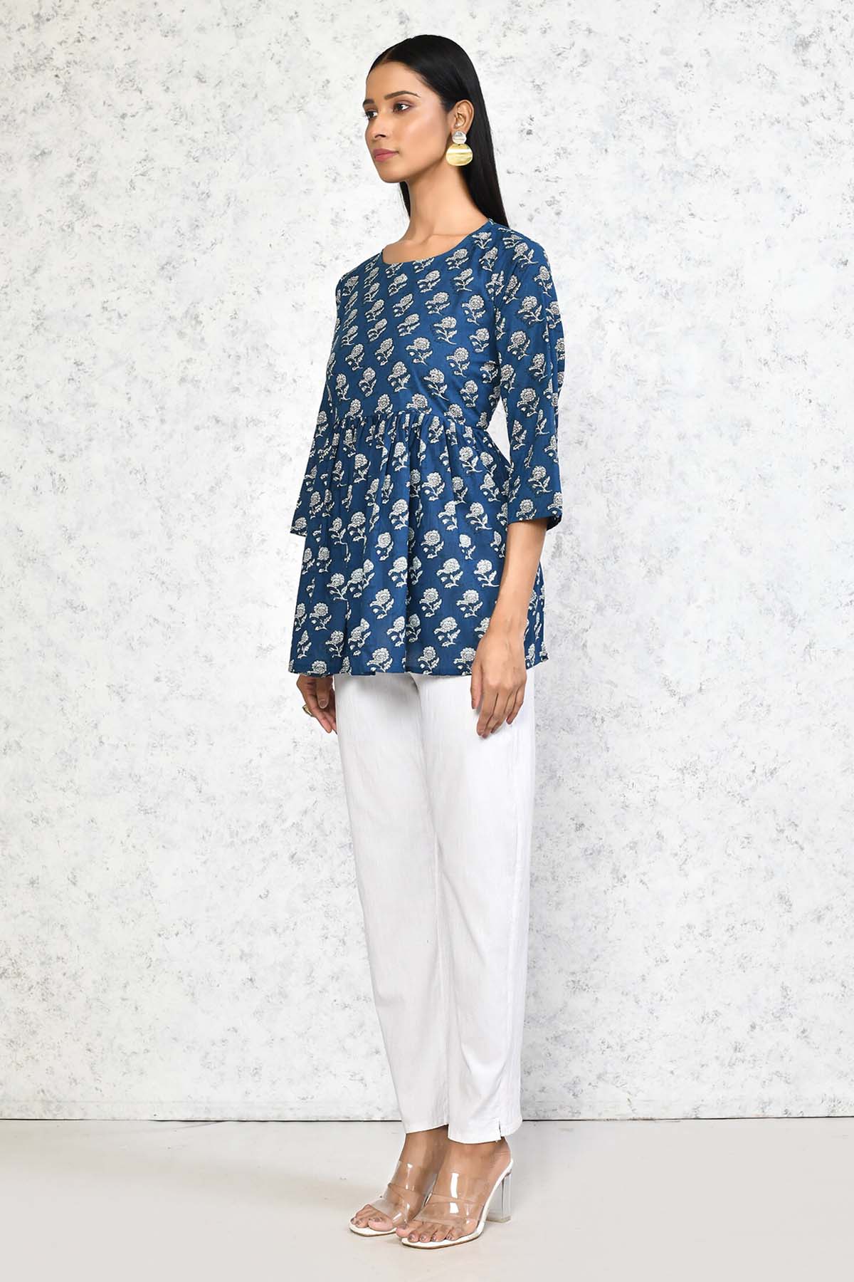 Blue Flowery Cotton Top