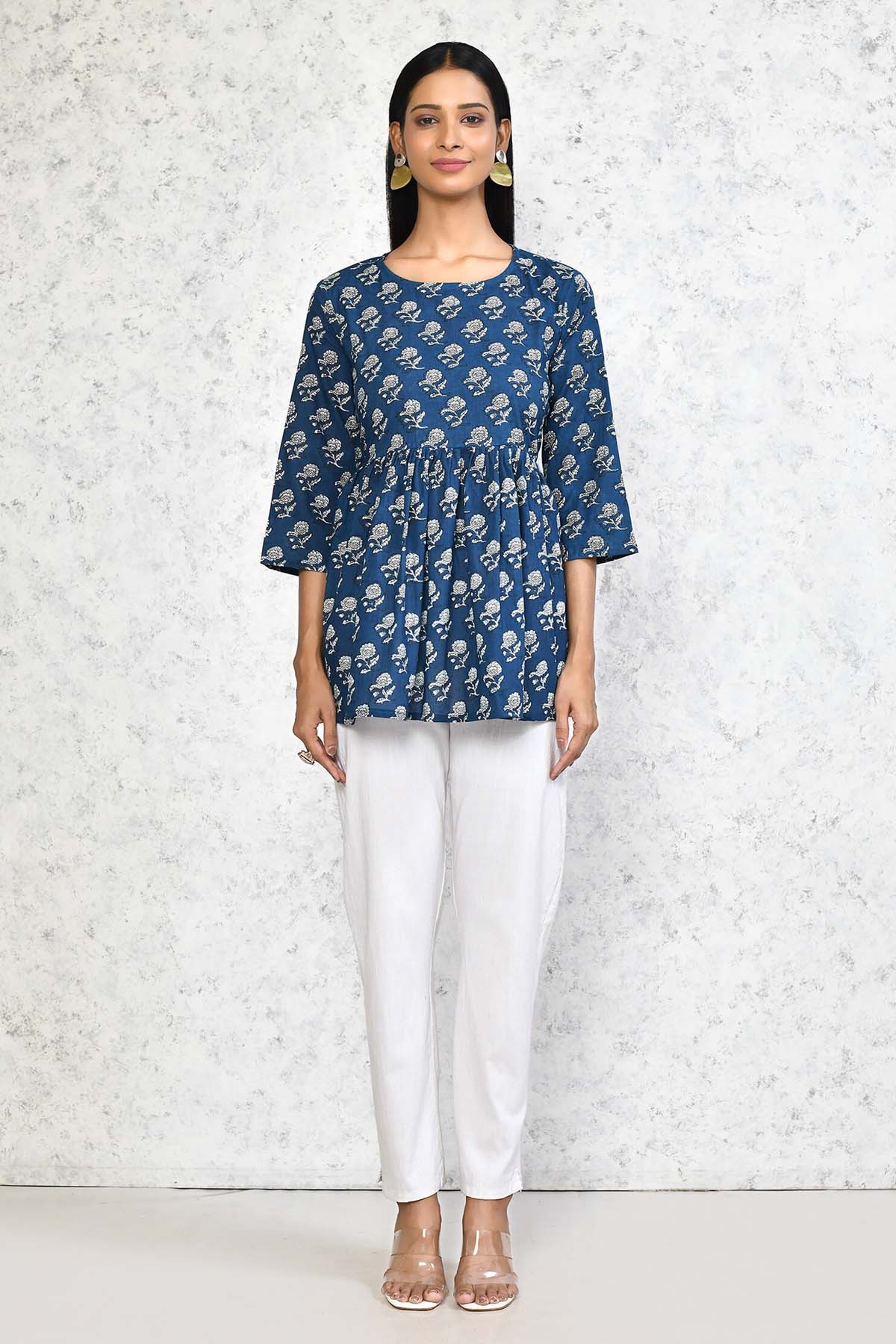 Blue Flowery Cotton Top