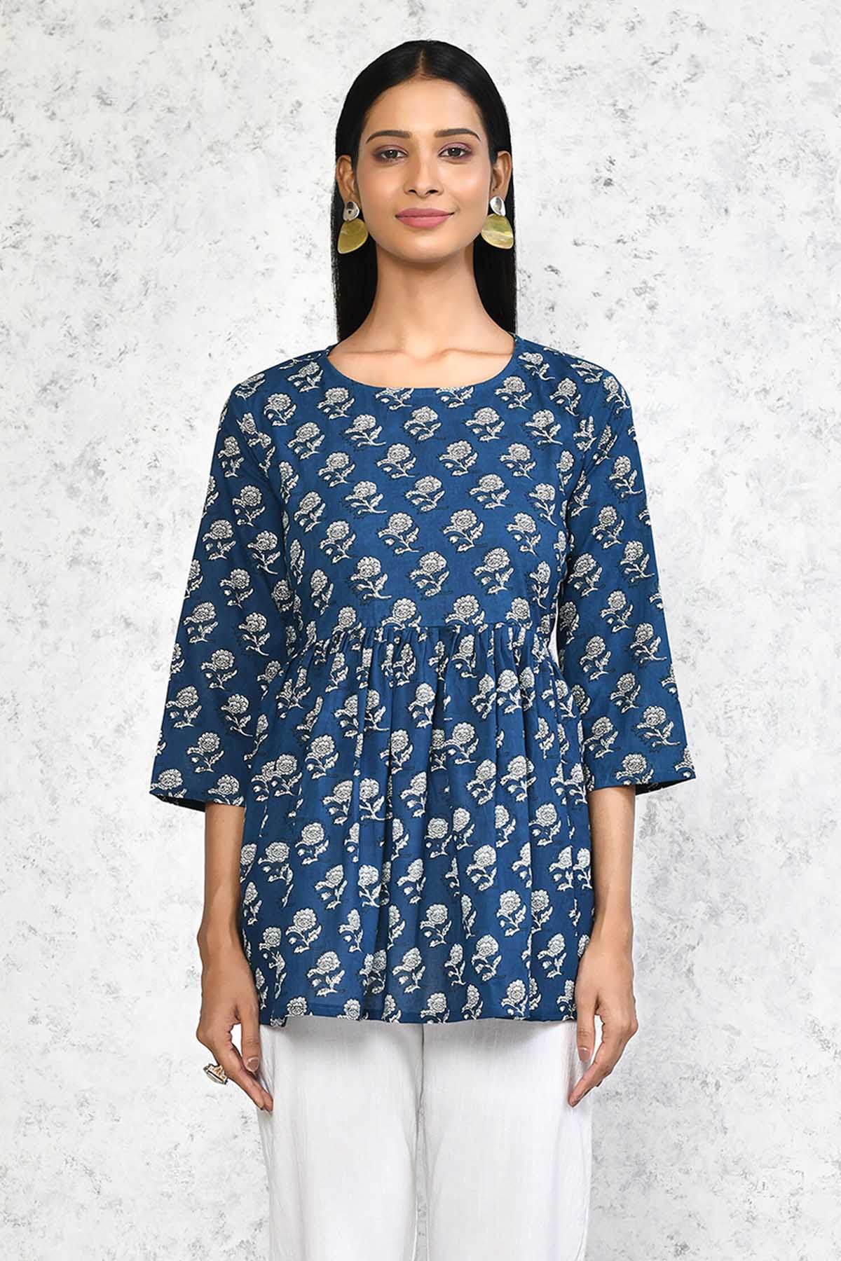 Blue Flowery Cotton Top