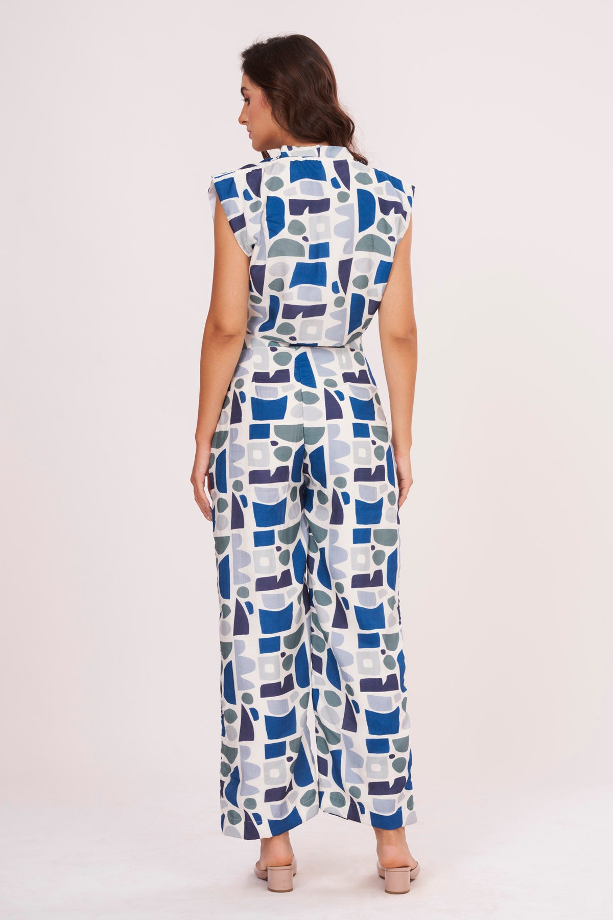 Blue Geometric Print Co-ord Set