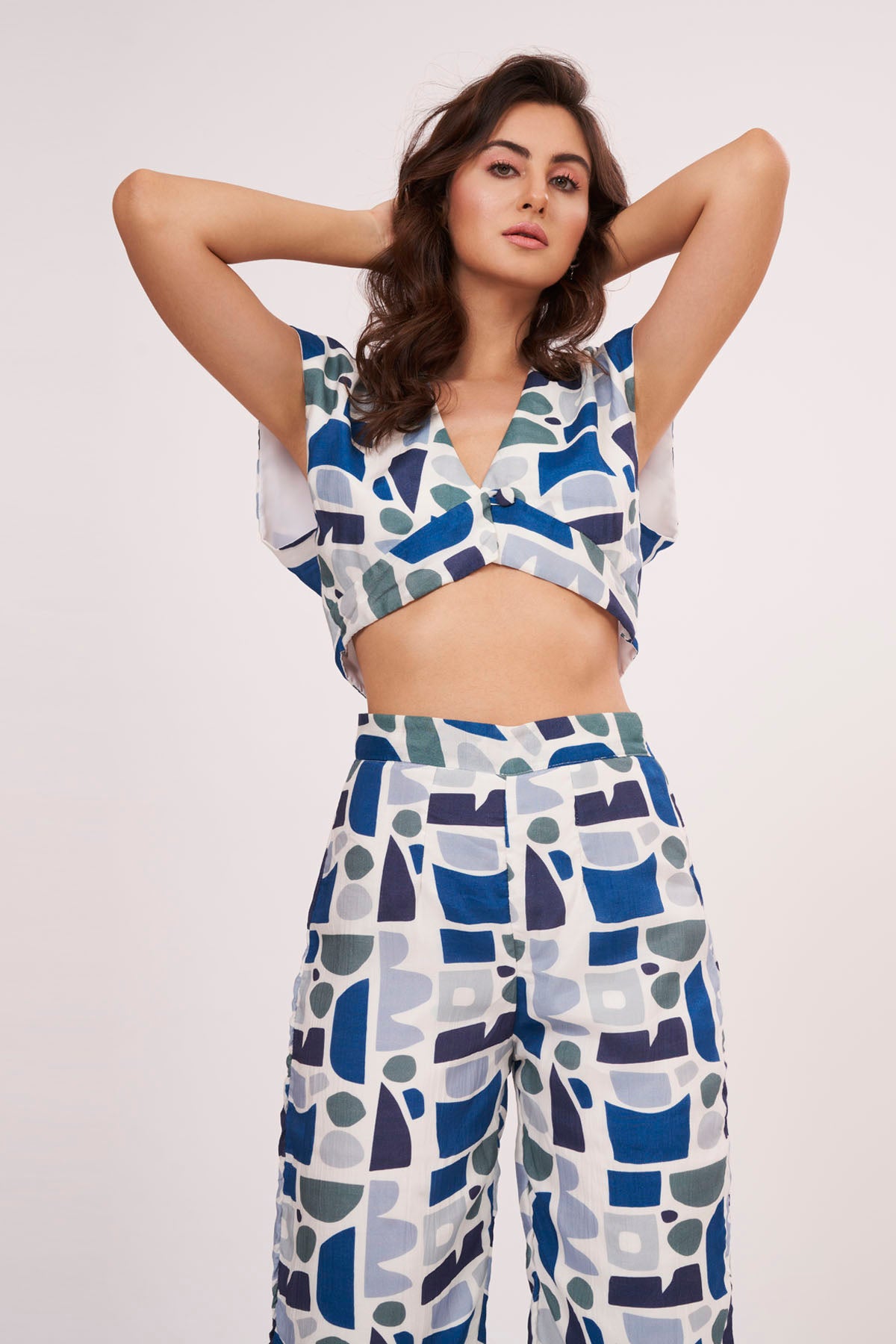 Blue Geometric Print Co-ord Set