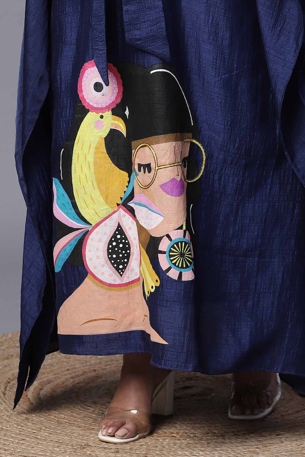 Blue Handpainted Kaftan