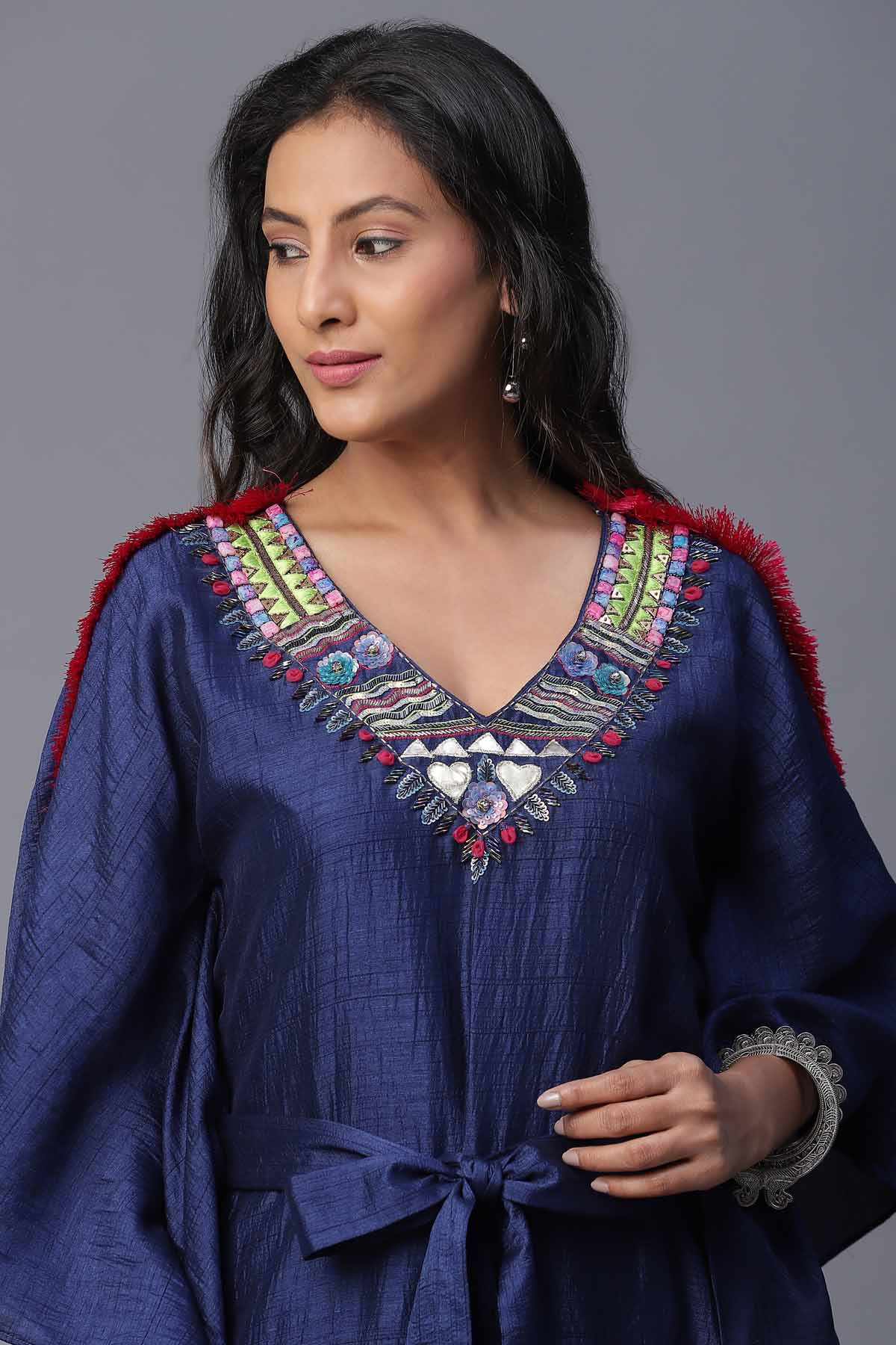 Blue Handpainted Kaftan