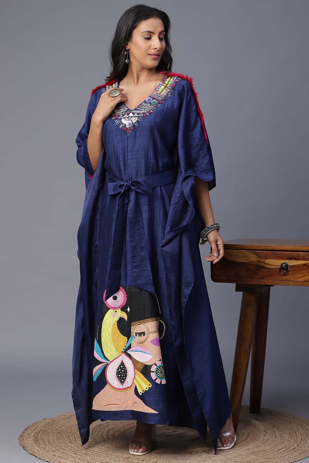 Blue Handpainted Kaftan