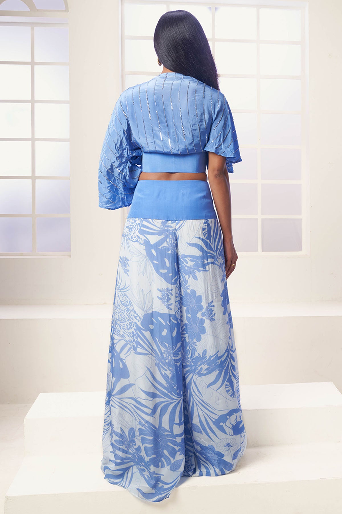 Blue Jungle Print Top & Pants