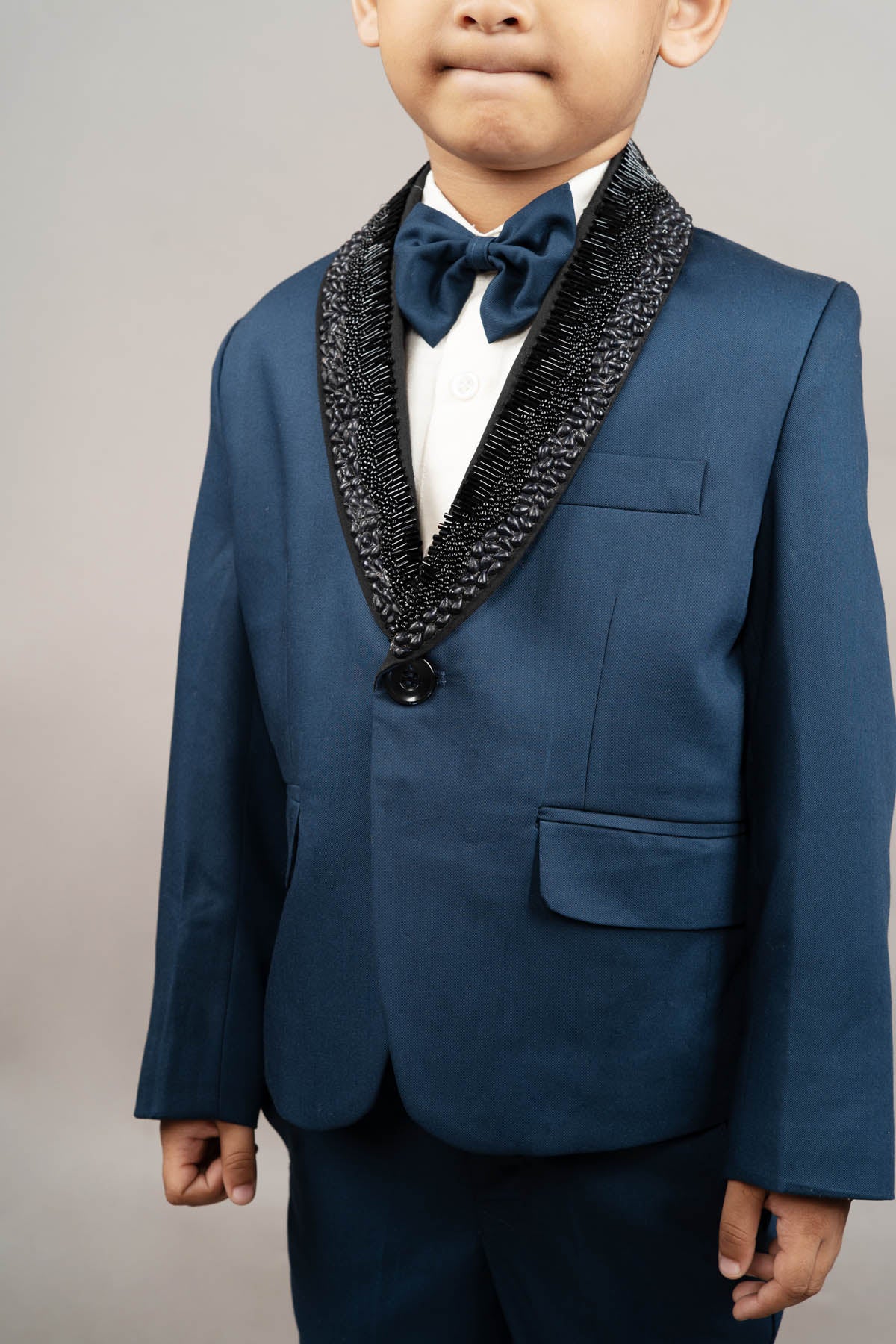 Blue Lapel Embroidered Tuxedo