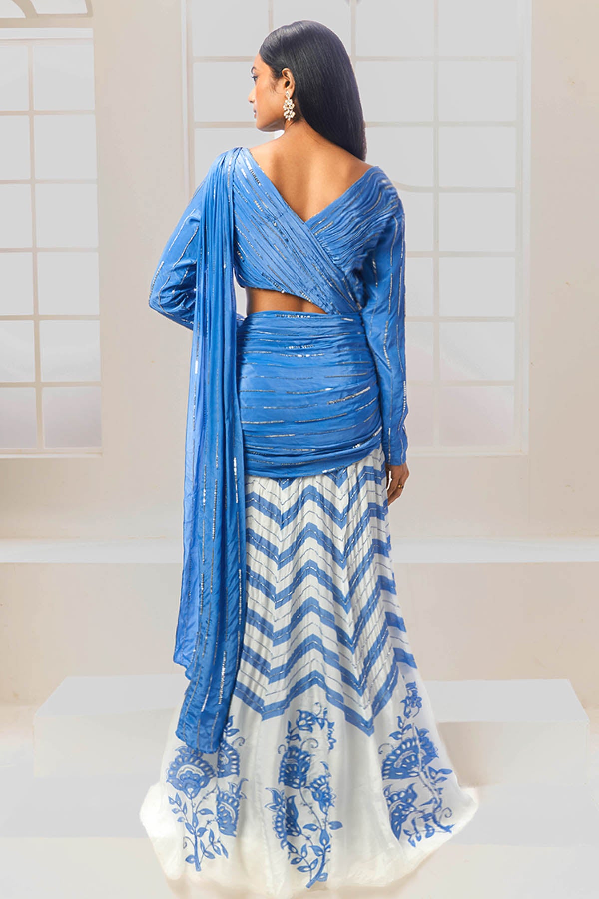Blue Lehenga Saree & Blouse
