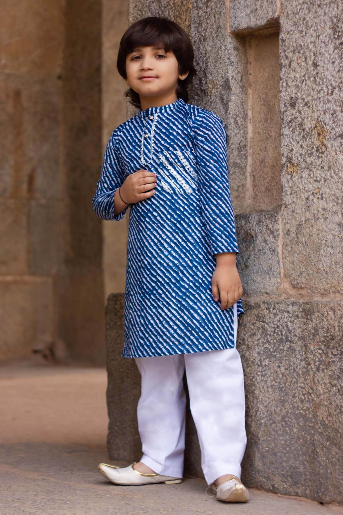 Blue Leheriya Gota Siblings Set