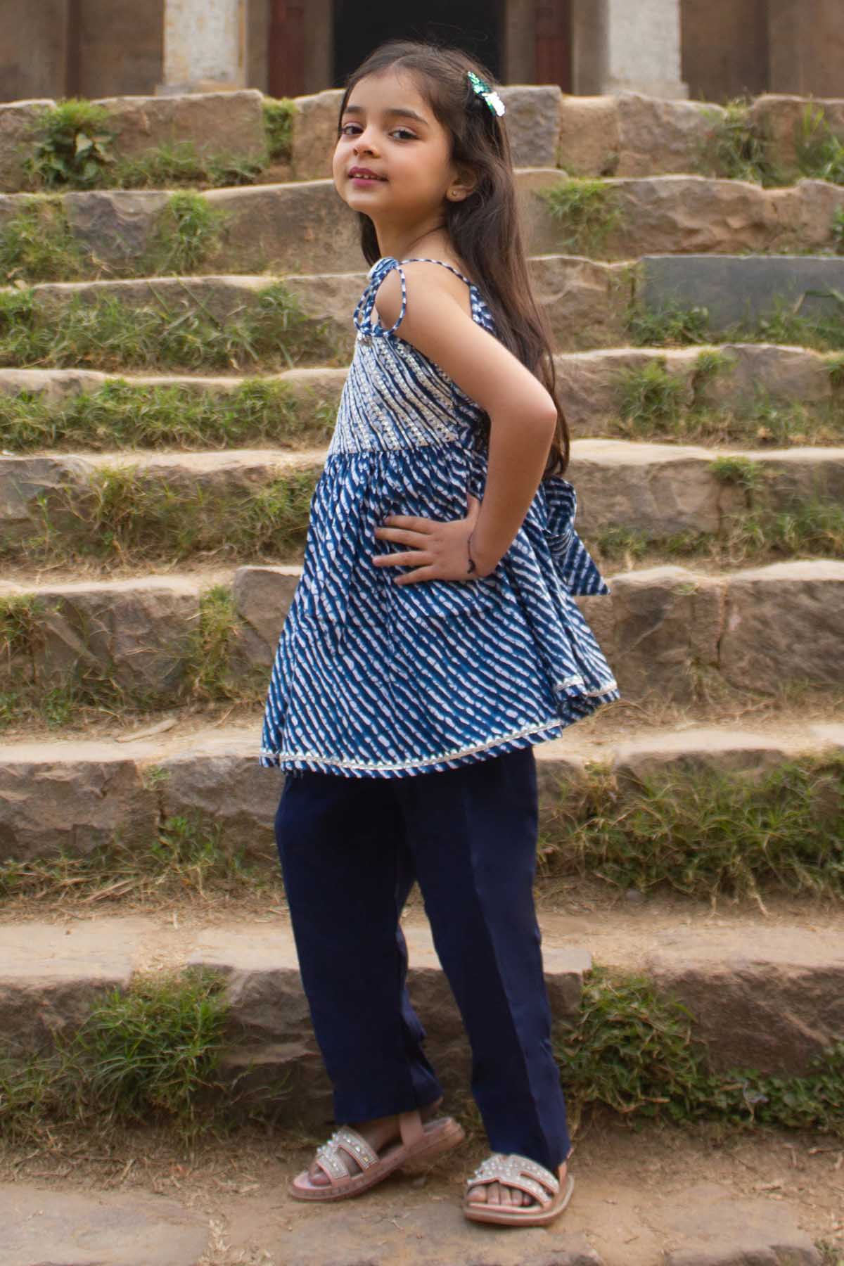 Blue Leheriya Gota Siblings Set