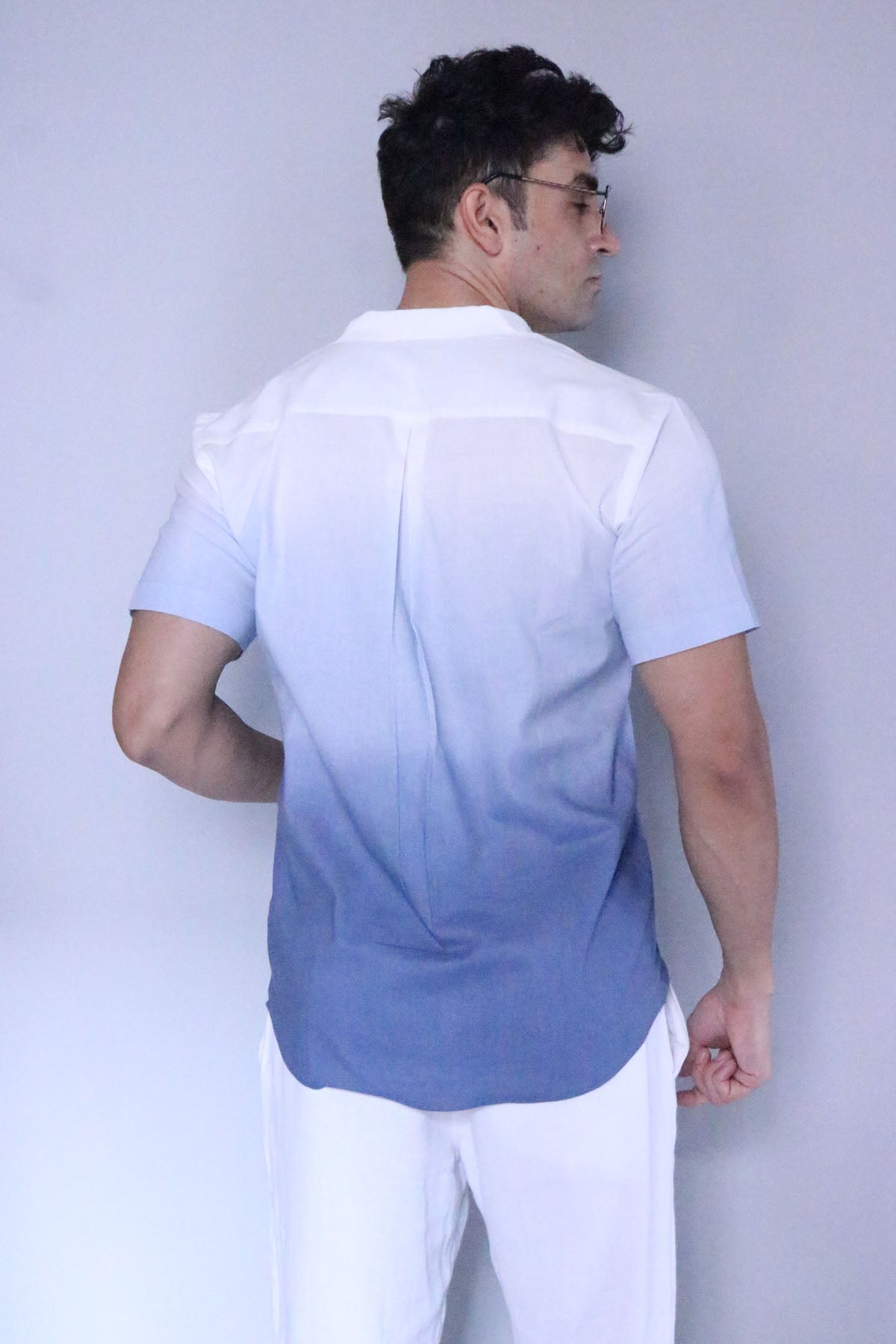 Blue Palm Tree Print Shirt