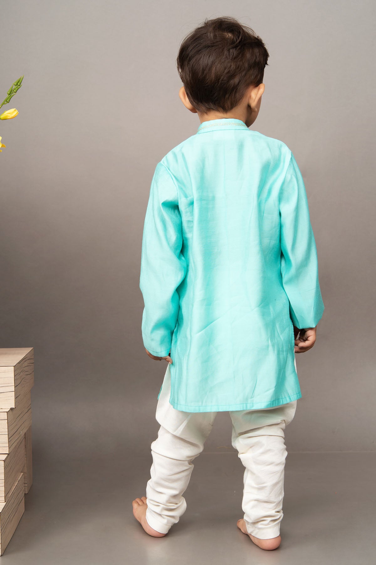 Blue Panel Printed Kurta Set