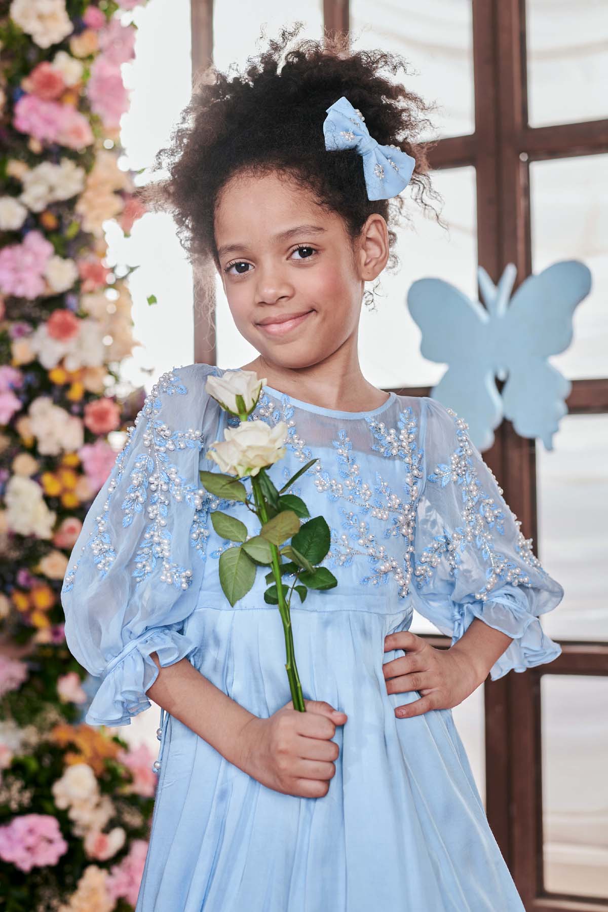 Blue Pearl Embroidered Gown