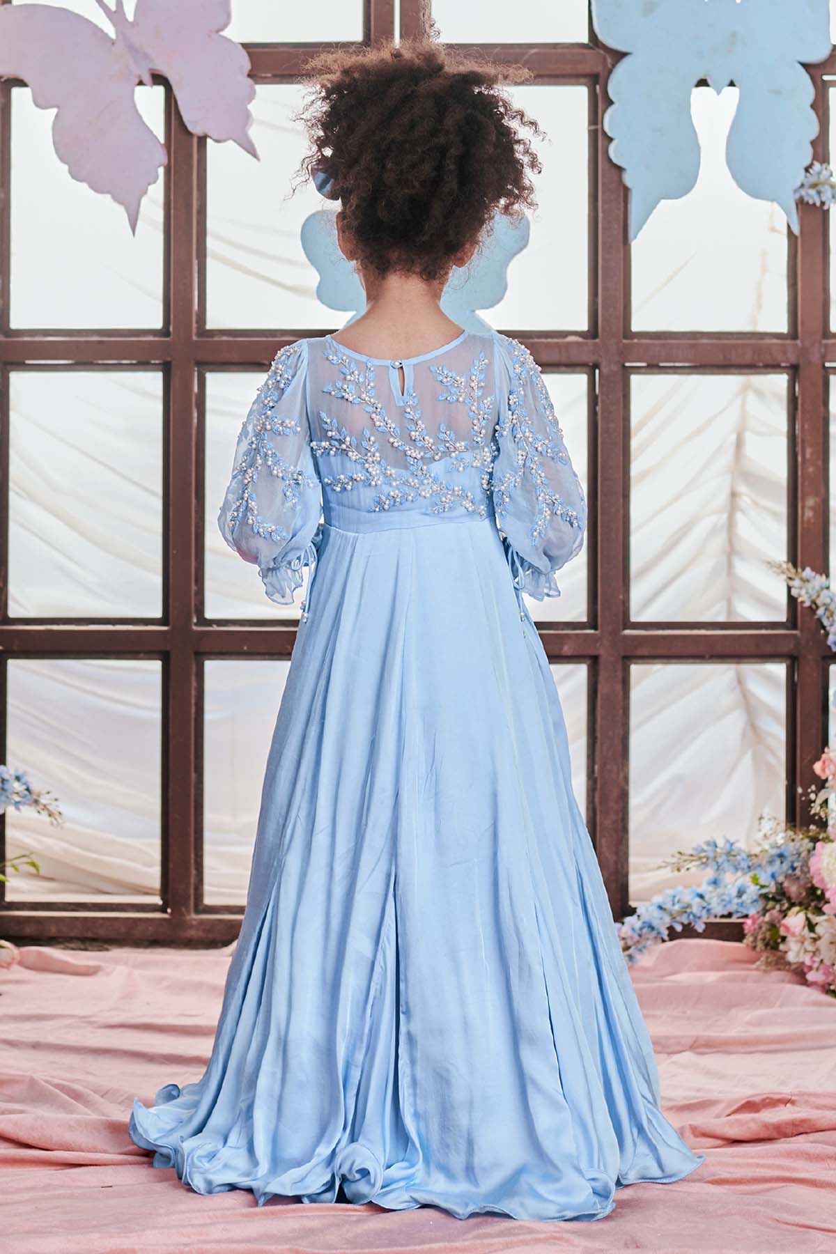 Blue Pearl Embroidered Gown