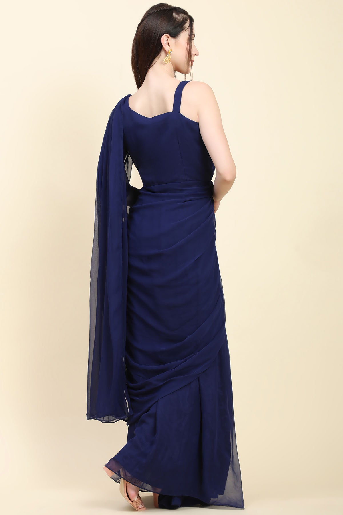 Blue Pleated Pallu Saree