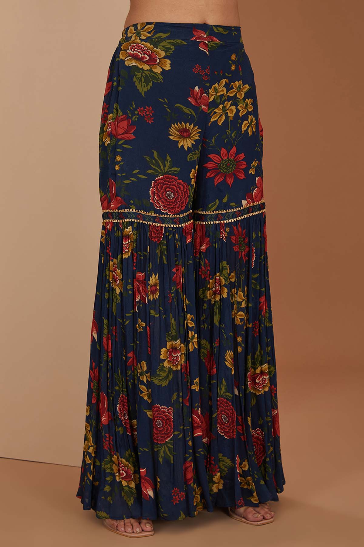 Blue Printed Gota Anarkali Set