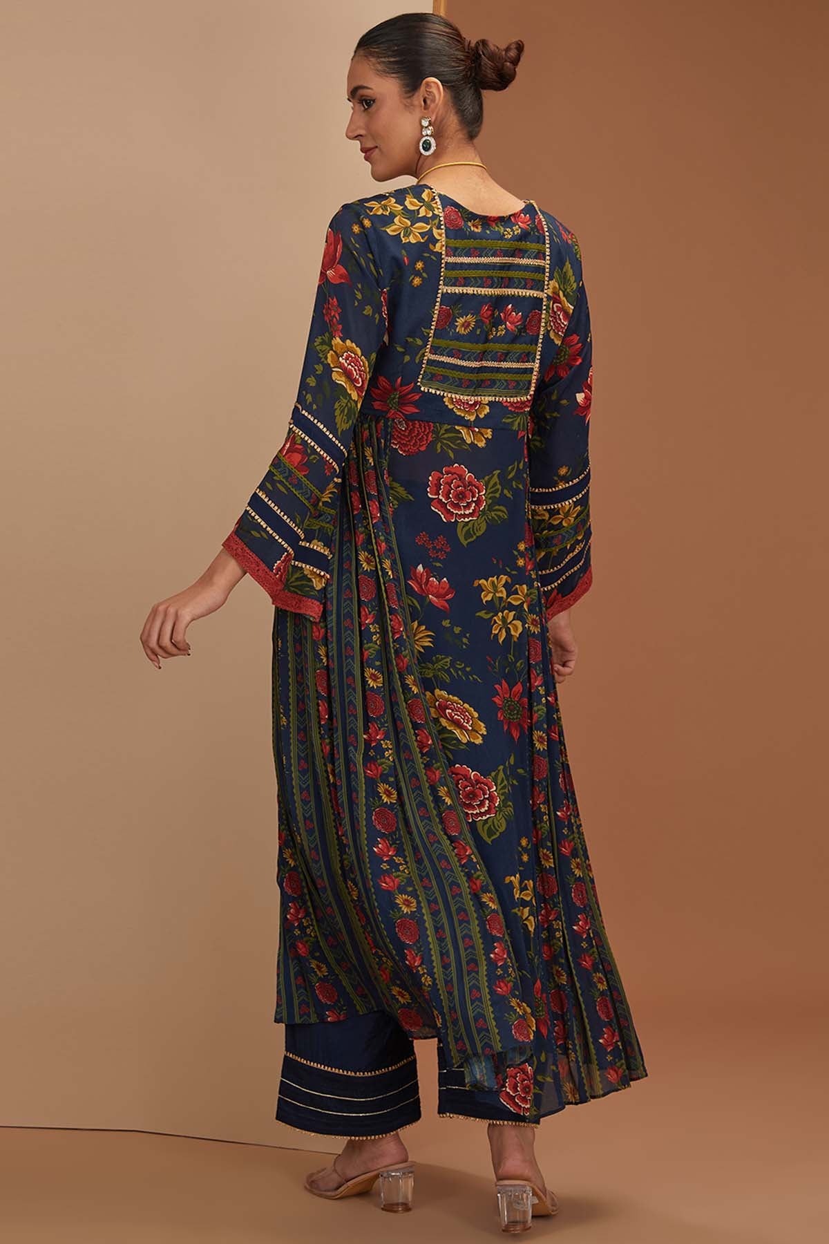 Blue Printed Gota Kurta Set