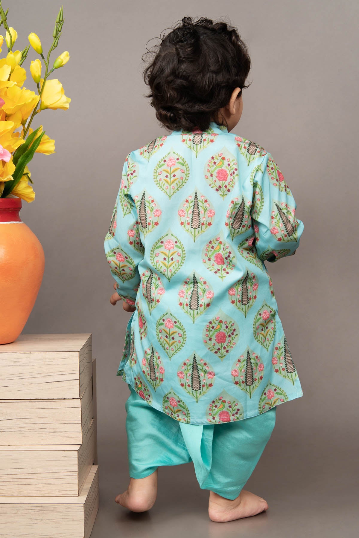 Blue Printed Kurta & Dhoti