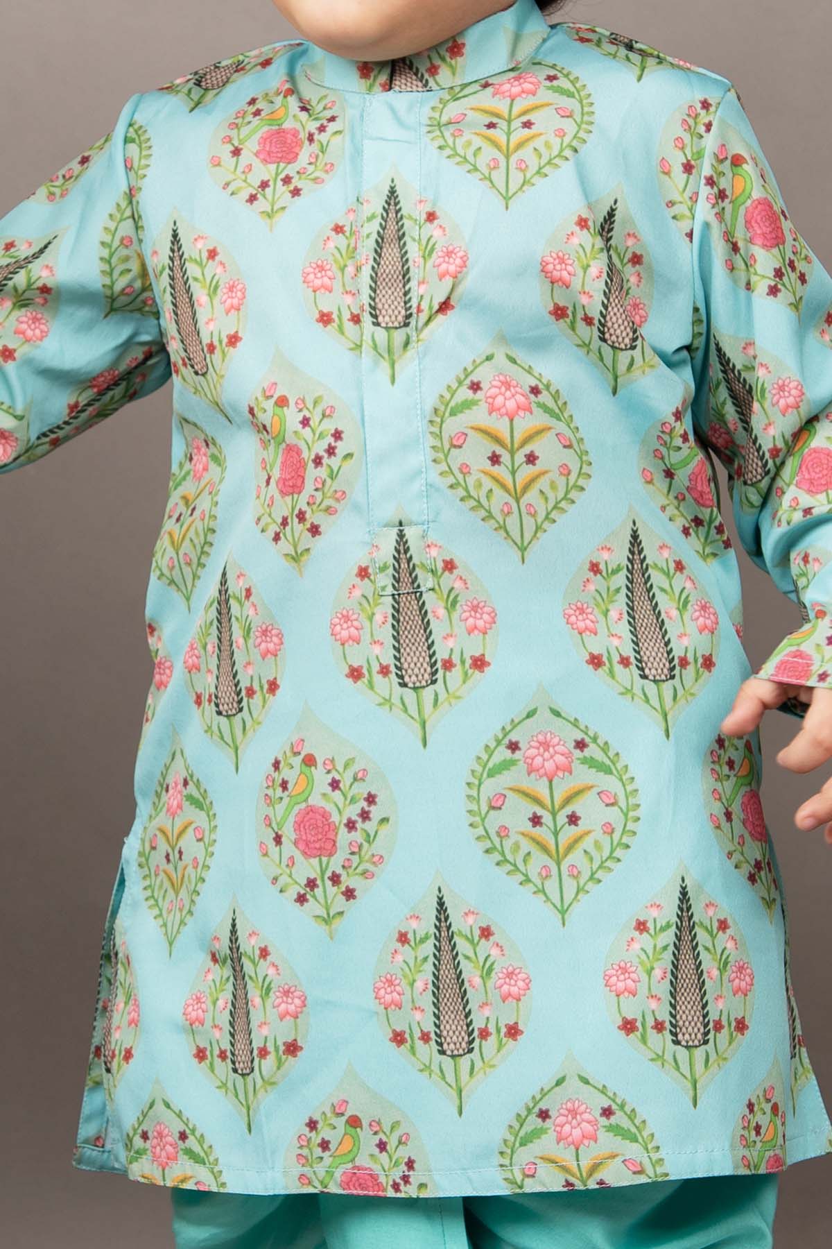 Blue Printed Kurta & Dhoti