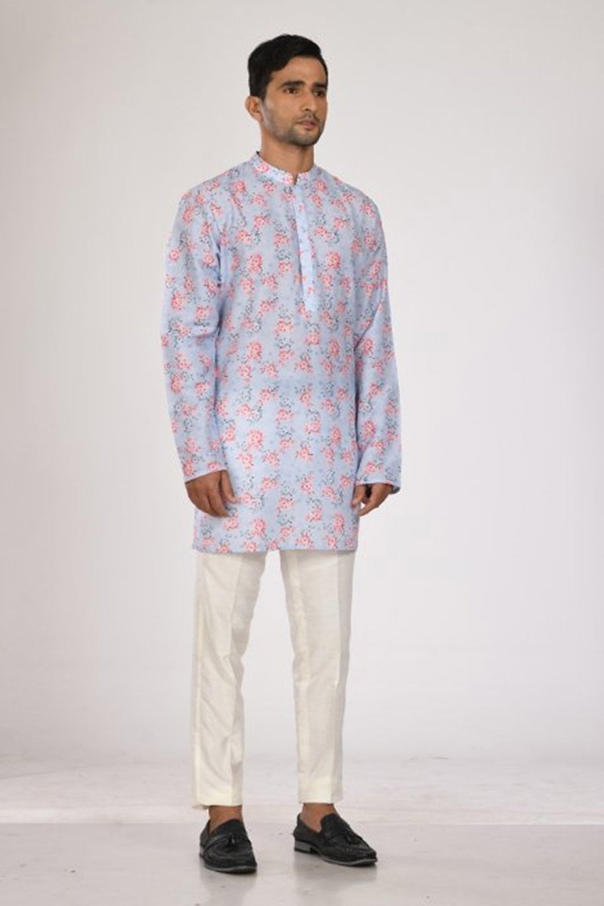 Blue Printed Short Kurta Set