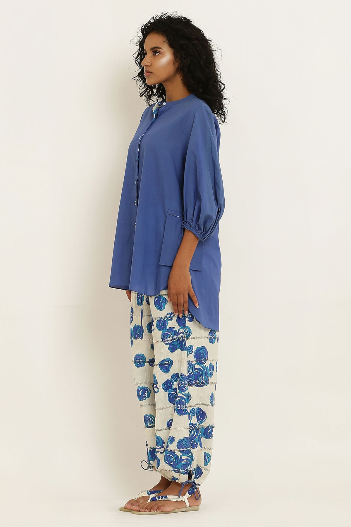 Blue Pure Cotton Pocket Shirt