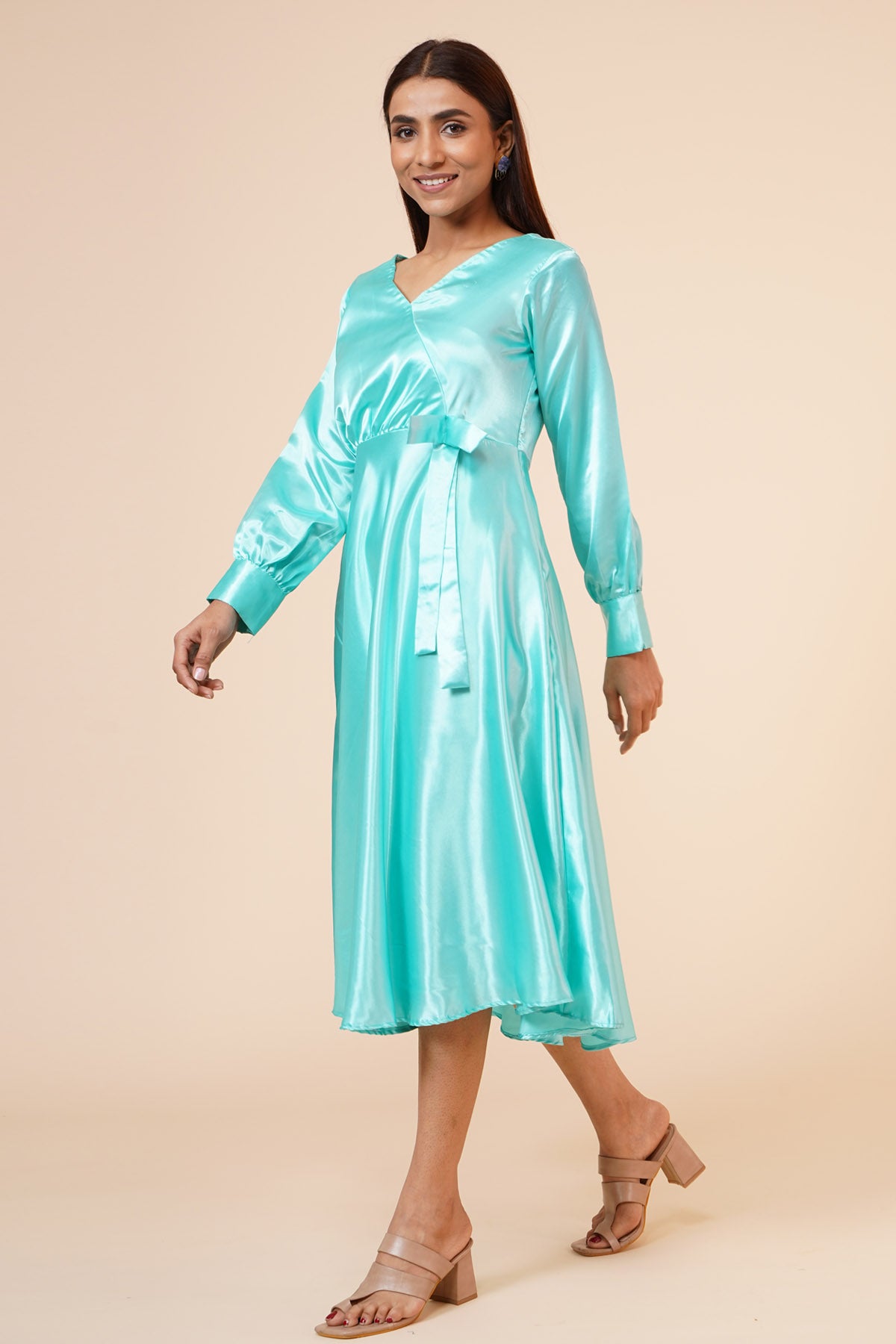 Blue Ribbon Drape Dress
